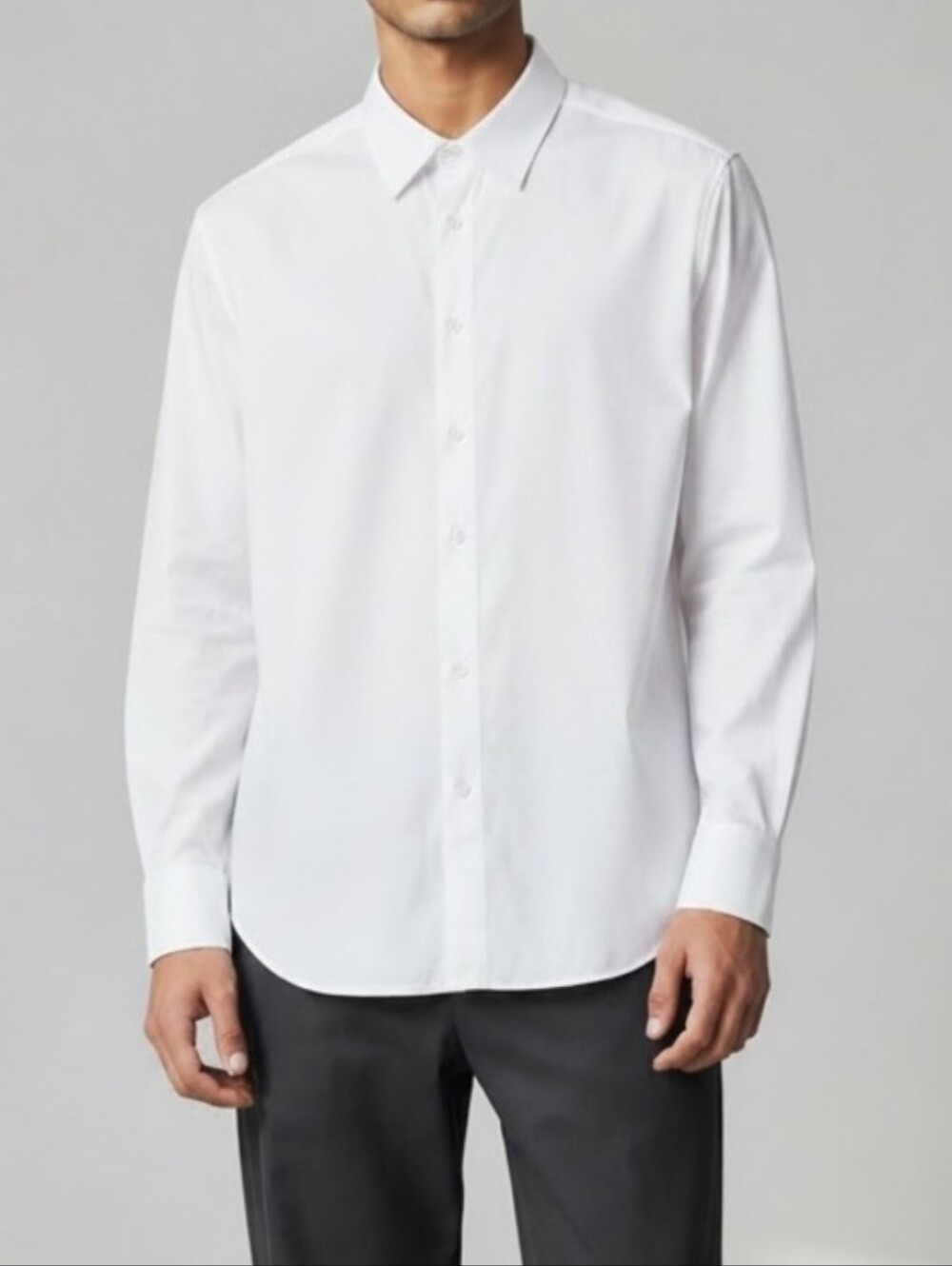 BRIONI White Cotton Spread Collar Dress Shirt Neck Size 17Made in Italy Fabric